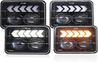 4Pcs 4X6 LED Headlights with Hi/Lo Beam White DRL Arrow Sequential Amber Turn Si