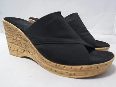 Sandalia de cuña de corcho de tela elástica negra GA16 Onex Christina para mujer talla 38 EE. UU. 7,5 Foto 1 de 4