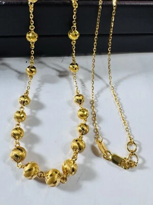 Collar de cadena de cuentas de bolas de oro amarillo puro genuino 22K 916 20 pulgadas 11,93 g Foto 1 de 4