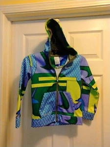 Nike Kids Dry-fit Just Do It Hooded Sweatshirt Size 7 Lime Green/Blue/Purple - Picture 1 of 8