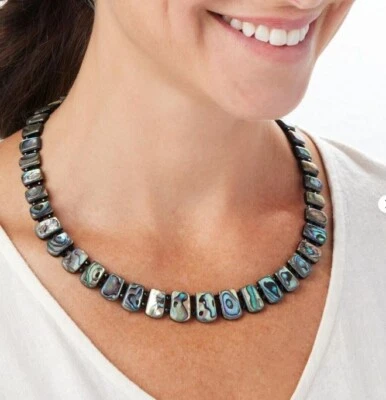 Jay King Black Chalcedony &Abalone Shell Flip Two-In-One Reversible Necklace 18" - Image 1 of 4
