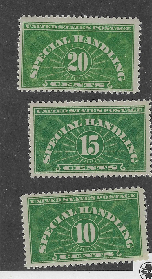 Scott # QE1-QE3, 10-15-20 cents, yellow green, 1925-29, MHR - Image 1 of 1