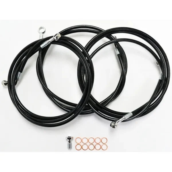 Kit de línea de freno de acero inoxidable de vinilo negro La Choppers para modelos Harley Touring 14... Foto 1 de 1