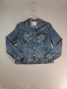 Giacca donna Old Navy grande blu jeans denim manica lunga colletto bottoni - Foto 1 di 8