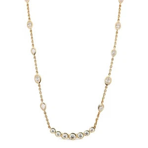 Runde, Birne & Oval Labor gezüchtete Diamant Kette Halskette 3,18 Karat 14K Gelbgold  - Bild 1 von 5