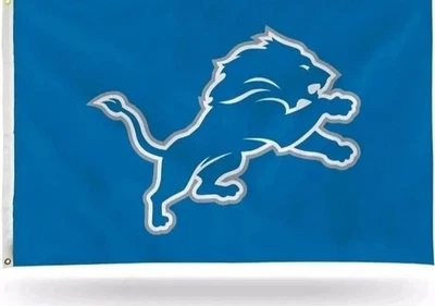 Detroit-Lions-Bandera 3'X5' Banner-Bandera-NFL RÁPIDO-GRATIS-Envío Fútbol Deportes Regalo Foto 1 de 3