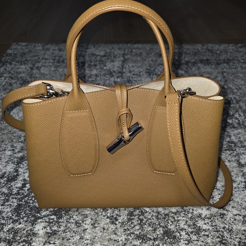 AUTENTICA borsa a tracolla Longchamp Le Roseau Hobo extra piccola in pelle ~nuova con scatola~ naturale