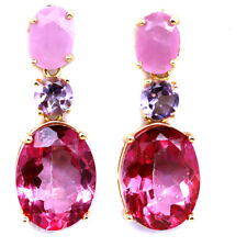 Gemstone 10x13MM. Pink Mystic Topaz, Ruby, Amethyst Earrings 925 Sterling Silver