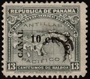 Canal Zone Stamp Scott # 36 - 10 Cents on 13 Cents Surcharged Panama Map F-VF - Picture 1 of 1