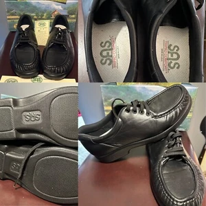 SAS Take Time Black Women's Walking Shoes Leather Wedge Lace Up Size 10N - Picture 1 of 12