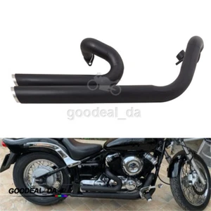 For Yamaha V star 650 XVS650 Shortshots Staggered Exhaust Black Pipe Dual_Outlet - Picture 1 of 9