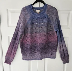 Knox Rose Womens Small Purple Blue Marled Knit Crewneck Wool Blend Sweater NWT - Picture 1 of 9