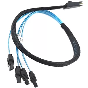 Mini SAS SFF-8087 to SATA 7pin Cable 4 Way Female RAID HDD Drive Data Wire 1.6ft - Picture 1 of 7