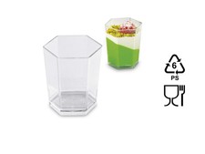 COPPETTE ESAGONALI PER FINGER FOOD IN PLASTICA TRASPARENTE 5 CL 60 PEZZI