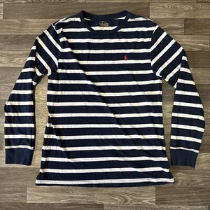 Polo Ralph Lauren Long Sleeve Shirt Youth XL Blue White Striped Pony Logo - Picture 1 of 7
