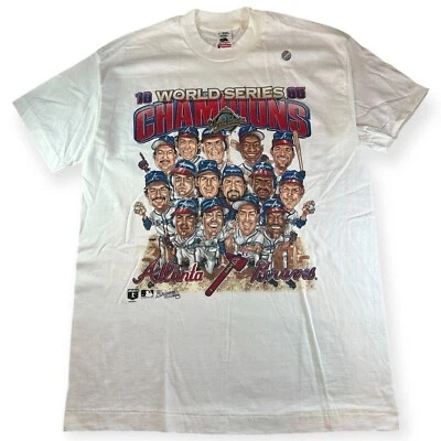 Camiseta caricatura vintage 1995 Atlanta Braves Serie Mundial AN46201 Foto 1 de 2