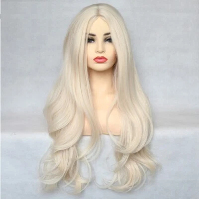 Platinum blonde Dress Up Wig Long Wavy Heat Resistant Synthetic Hair - Image 1 of 4