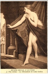 Postkarte ~ J. Van Leruis Le Devouement de Lady Godiva Musee Royal D'Anvers - Bild 1 von 4