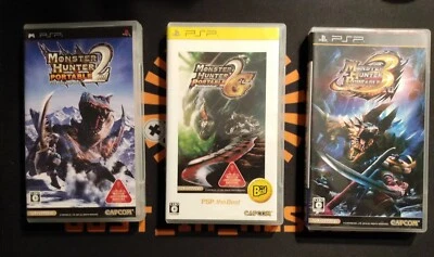 Lot of 3 Monster Hunter Portable 2nd 2ndG 3rd PSP Japan Import Video Game - Image 1 of 4