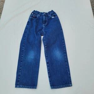 Vintage Tommy Hilfiger Boys size 7 Jeans Straight Leg Pocket Stripe Logo - Picture 1 of 4