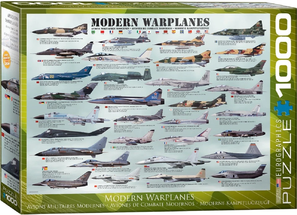 Eurographics 1000pc Jigsaw Puzzle Modern Warplanes Aircraft Military
