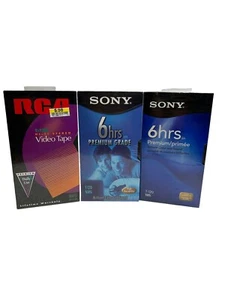 Lot of 3 SONY & RCA Blank VHS Video Tapes 6 hrs. Standard Grade T-120 Brand New - Picture 1 of 3