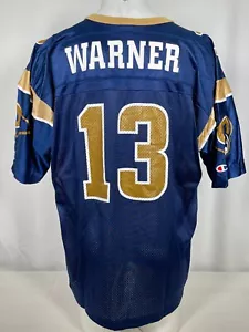 Kurt Warner #13 St Louis Rams NFL Champion Blue Home Jersey Men's XL 48 - Picture 1 of 16
