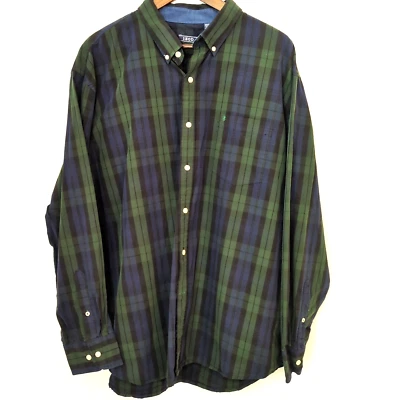 Camisa vintage Izod para hombre XXLarge verde a cuadros manga larga con cuello abotonado Foto 1 de 4