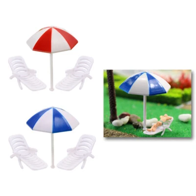 TYS19050 2 Sets Parasols Sun Loungers Deck Chairs Bench Settee O Model Train - Image 1 of 4