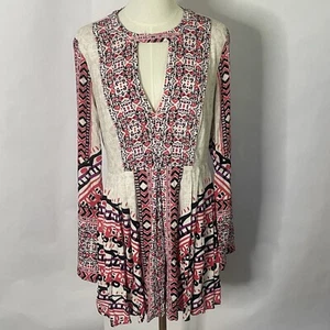 Free People Teagan Mini Túnica Vestido Mujer’s Talla 6 Plisado Manga Larga Boho - Imagen 1 de 15