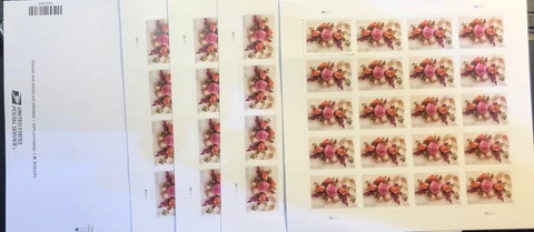 5 SHEETS #5458 CONTEMPORARY CORSAGE (2OZ) - 100 TOTAL STAMPS Cover
