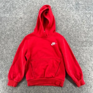 Nike Club Fleece Red Hoodie Sweashirt Boys Size XS - Picture 1 of 12