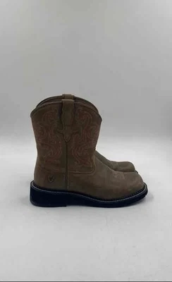 Botas occidentales Ariat para mujer de cuero rosa tostado punta redonda talla 9 B Foto 1 de 4
