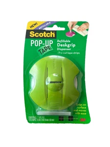 Dispensador de cinta 3M Scotch Green Pop-Up Deskgrip con 75 tiras de recarga 2010 EE. UU. NUEVO - Imagen 1 de 1