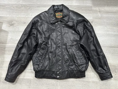 Chaqueta de Cuero I274 Vintage G-III Global Identity S Pequeña Negra Bombardero Motor Foto 1 de 4