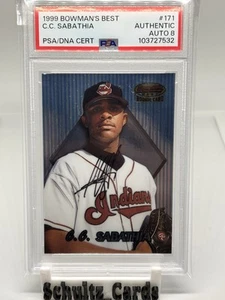 1999 Bowman’s Best C.C. SABATHIA #171 RC Cleveland Indians PSA AUTO 8 Pop 1 - Picture 1 of 2