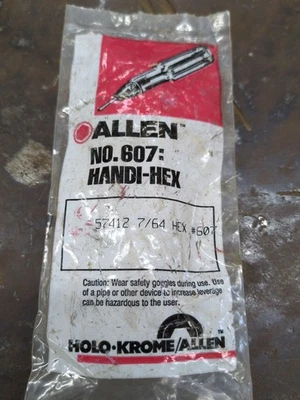 Genuine ALLEN Tools No. 607 Handi-Hex Allen Wrench 57412 7/64 Hex Holo-Krome - Image 1 of 4
