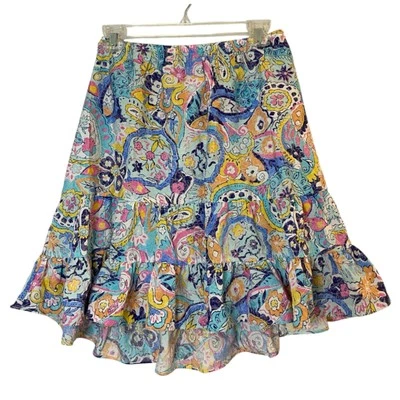 Escape by Habitat Pastel Paisley Floral Tiered Crinkle Ruffle Skirt Medium Fairy - Image 1 of 4