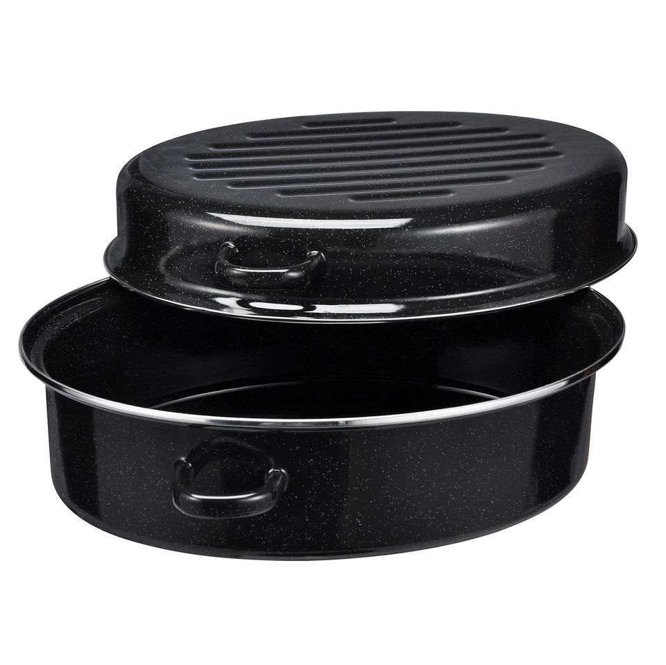 HI - Robuster Gänsebräter (38 cm) aus Emaille SCHWARZ - Bild 1 von 1