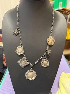 "Collar con etiqueta de equipaje de plata esterlina vintage T. Foree Hunsicker 84,9 g 24""" - Imagen 1 de 12