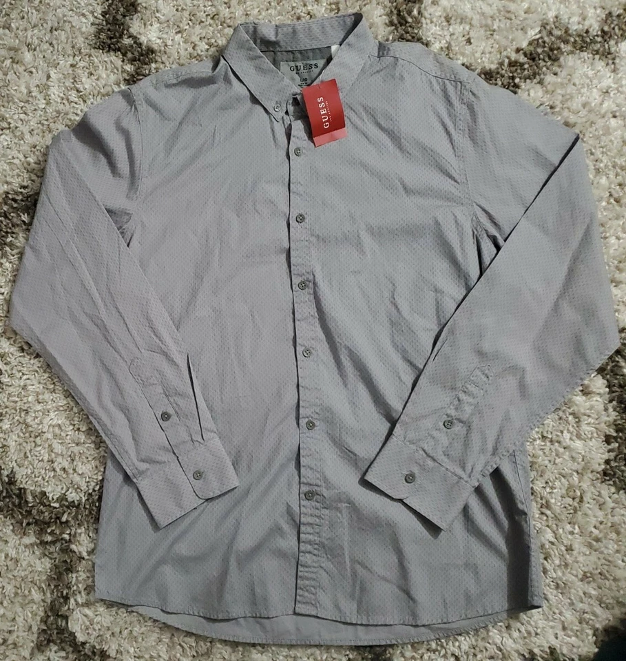 Camisa de vestir Guess Los Angeles para hombre manga larga con botones calce ajustado precio de venta sugerido por el fabricante $49,99 L Foto 1 de 3