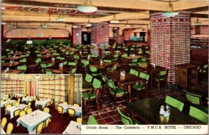 Postal interior restaurante ORIOLE ROOM cafetería YMCA HOTEL Chicago, IL - Imagen 1 de 2