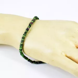 30.00 Cts Natural 7 Inches Long Ruby Ziosite Round Cut Beads Bracelet NK 100A3 - Picture 1 of 2