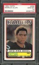 Marcus Allen Rookie Card 1983 Topps #294 PSA 10