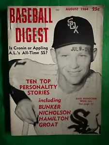 AUG 1964 BASEBALL DIGEST DAVE NICHOLSON CHICAGO WHITESOX - Picture 1 of 1