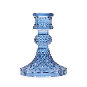 2x Vintage Dinner Candle Holders - Royal Blue - Picture 1 of 2