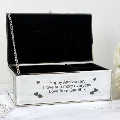 WWW.FAB.GIFTS Personalised Engraved Luxury Mirrored Jewellery Box Birthday Valentines Gift