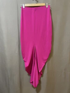 NWOT ZARA Women Elastic Waist Front Slit Draped Side Jersey Midi Skirt SZ S Pink - Picture 1 of 12