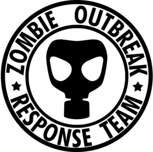 Zombie Outbreak Response Team Gas Mask Vinyl Sticker Decal - Choose Size Color - Picture 1 of 2