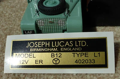 Land Rover Early Series 1 1949-57 Lucas B12 Coil Black/Gold Sticker Decal - Image 1 of 2